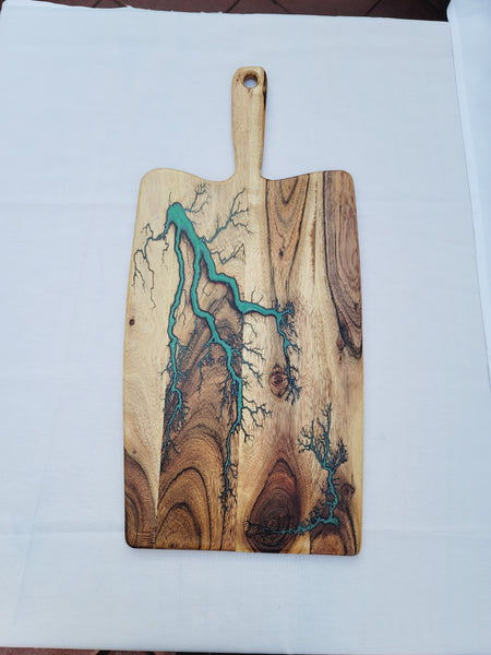 Acacia Wood Fractal Board with Emerald, 20" - 26"